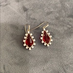 Ruby drops w/Gold Hardware